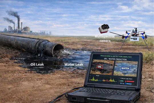 UAV-Based Multispectral Imaging for Surface Oil and Water Leak Detection Using Deep Learning